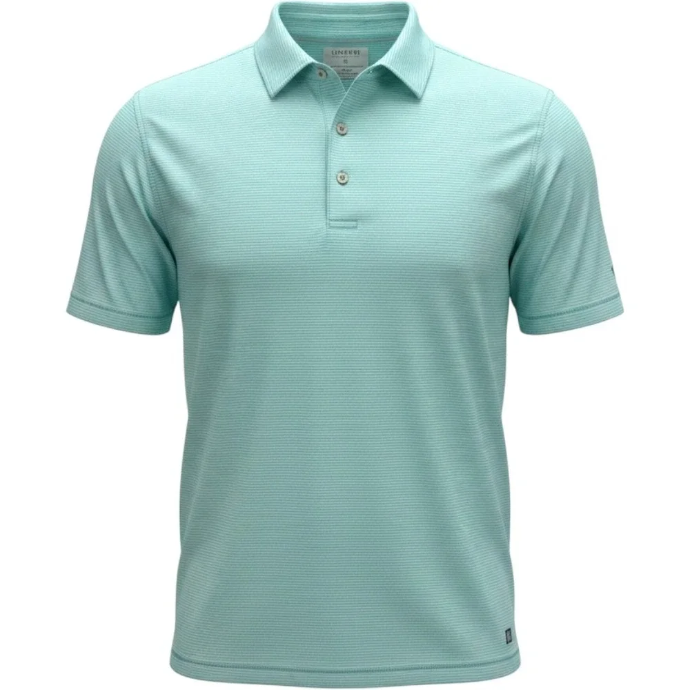 Ballyneal Linksoul Mens M Polo Shirt Mint Green White Stripe Golf Luxury - Picture 1 of 12